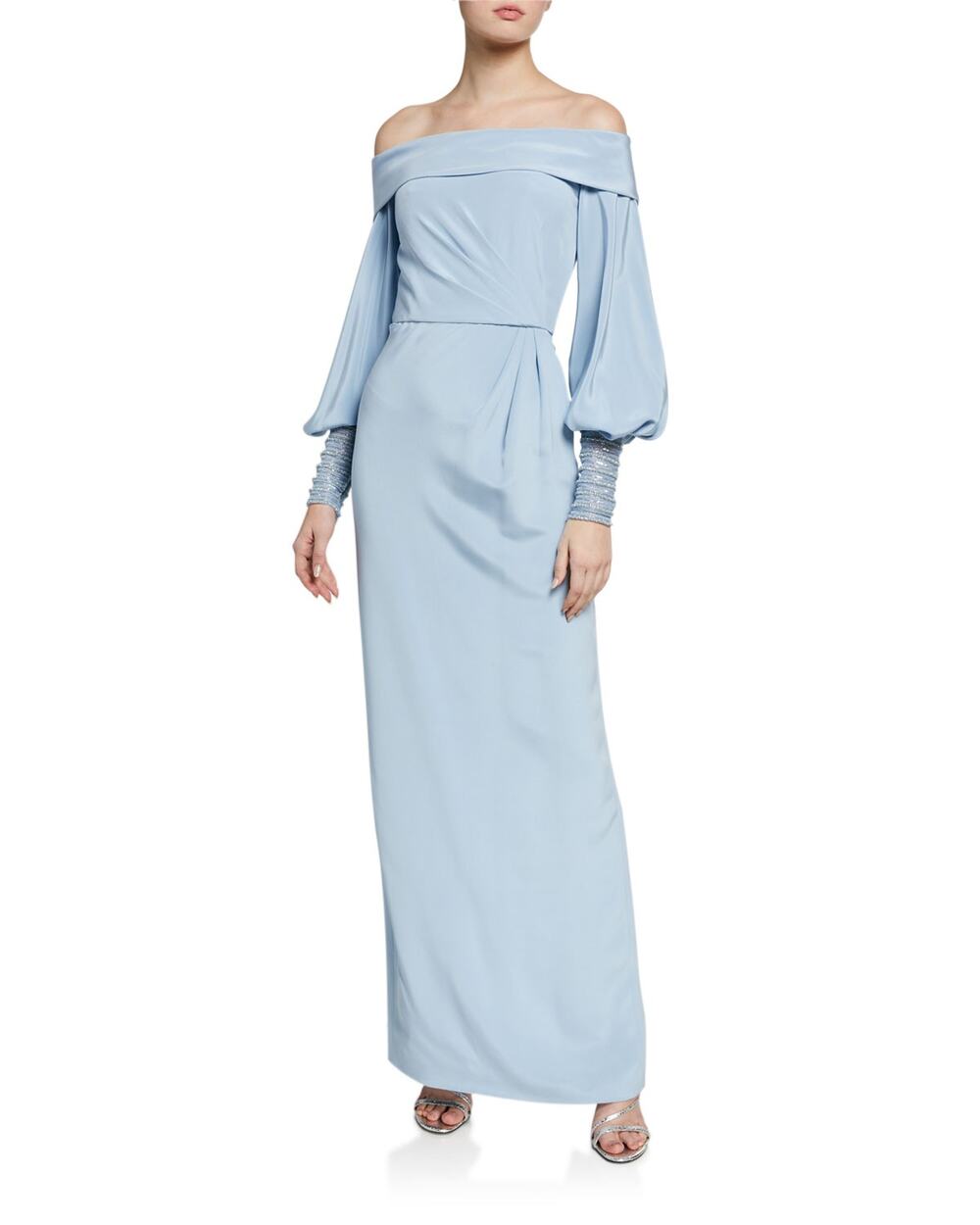 Theia Couture 100% Silk Embellished  Balloon Sleeve Gown Size 6 NWT Retail $1995